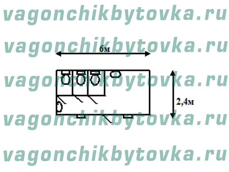 Санузел на три места из БК 6м